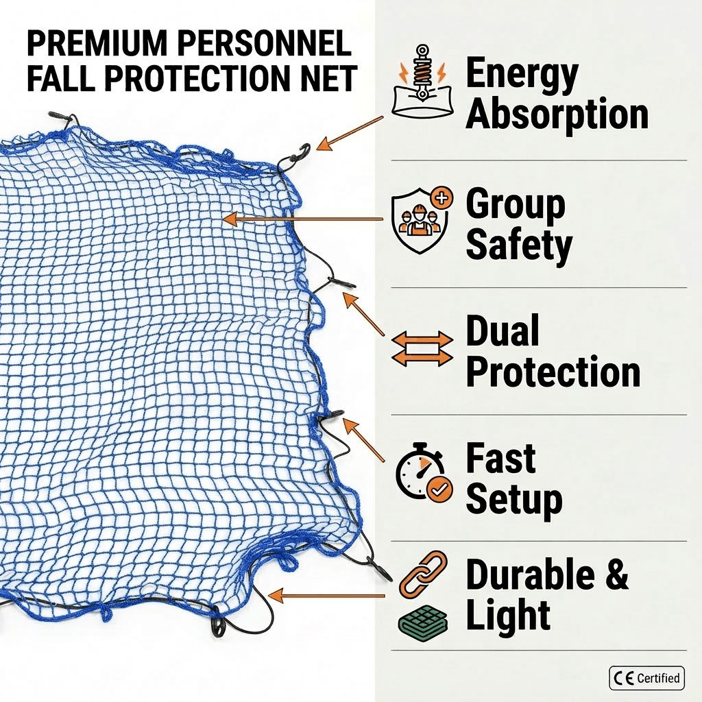 רשת בטיחות HDPE לבנייה כבדה להגנה מפני נפילה